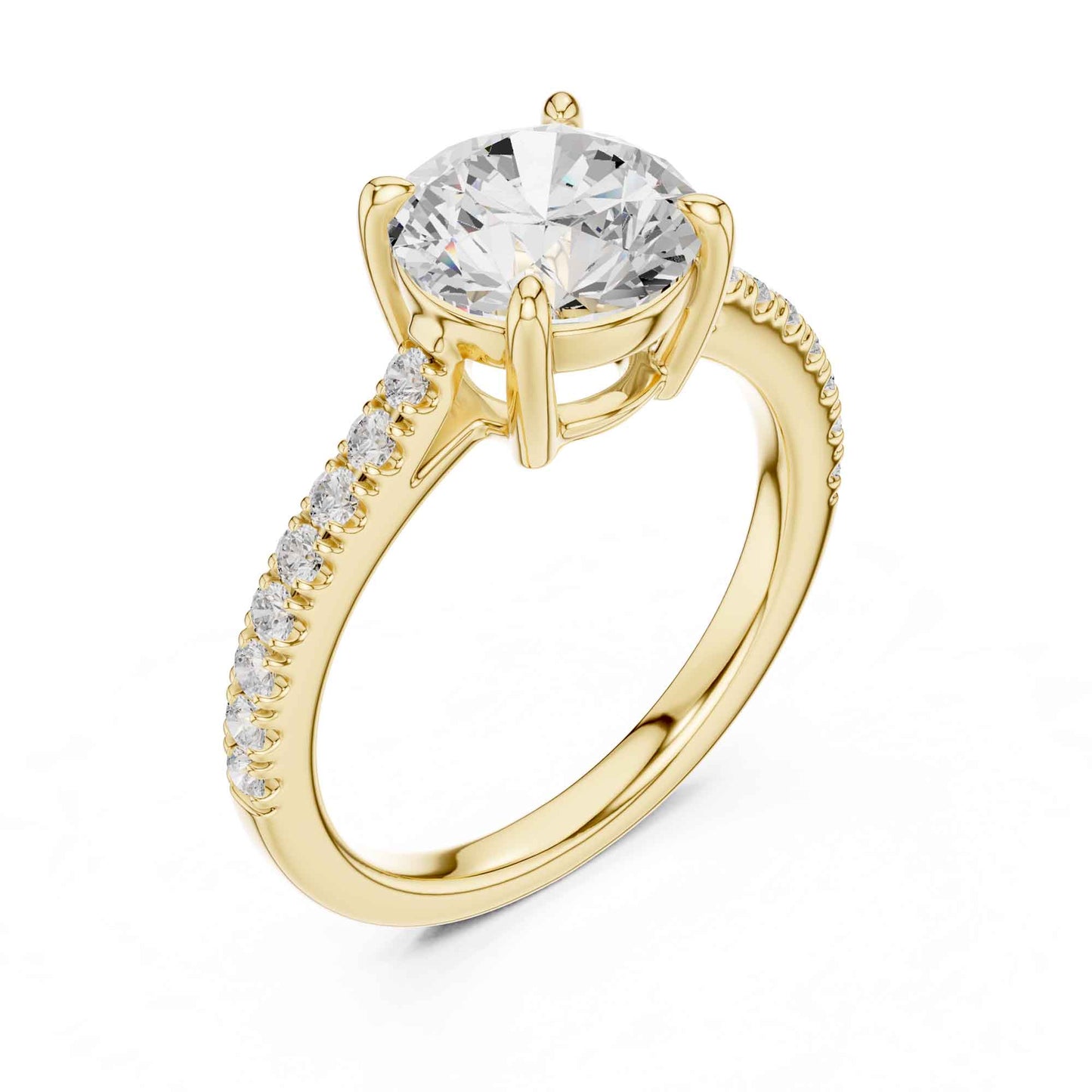 2 Carat Round Lab Grown Diamond Pavé Engagement Ring