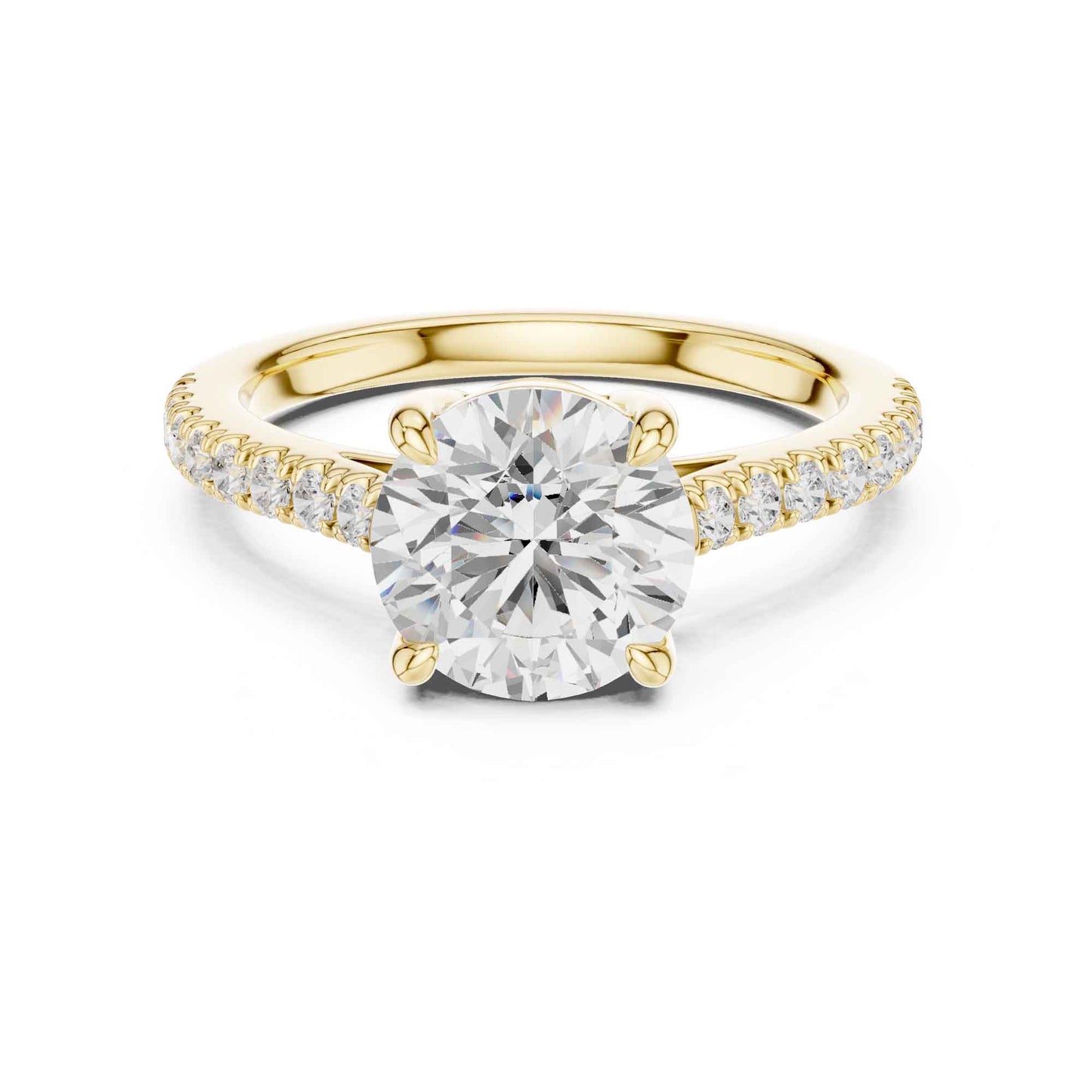 2 Carat Round Lab Grown Diamond Pavé Engagement Ring