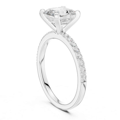 2 Carat Asscher Cut Lab Grown Diamond Pavé Engagement Ring