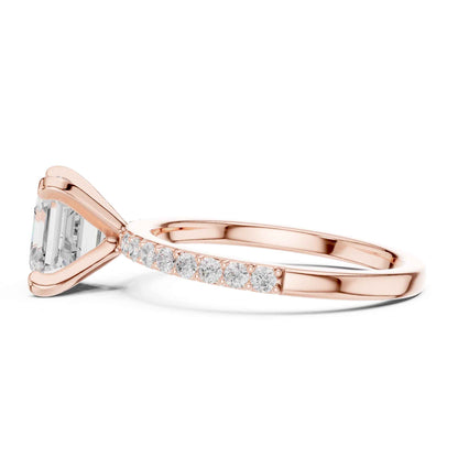 2 Carat Asscher Cut Lab Grown Diamond Pavé Engagement Ring