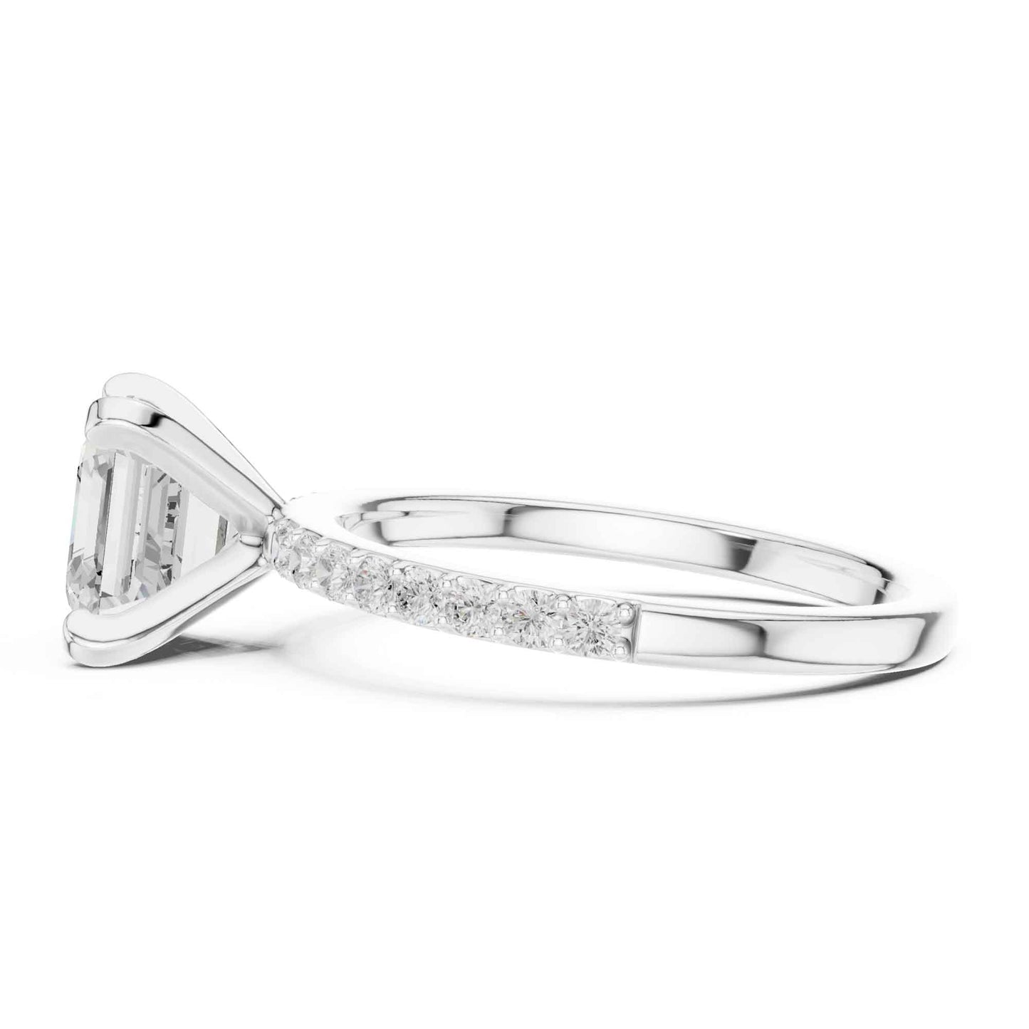2 Carat Asscher Cut Lab Grown Diamond Pavé Engagement Ring
