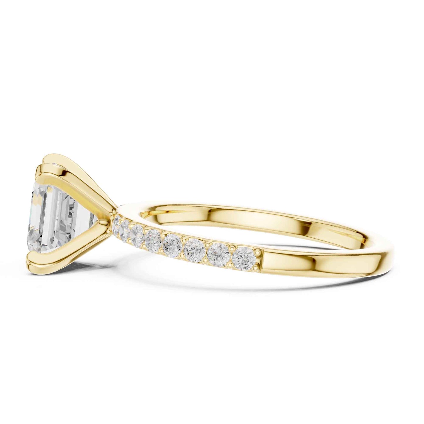 2 Carat Asscher Cut Lab Grown Diamond Pavé Engagement Ring
