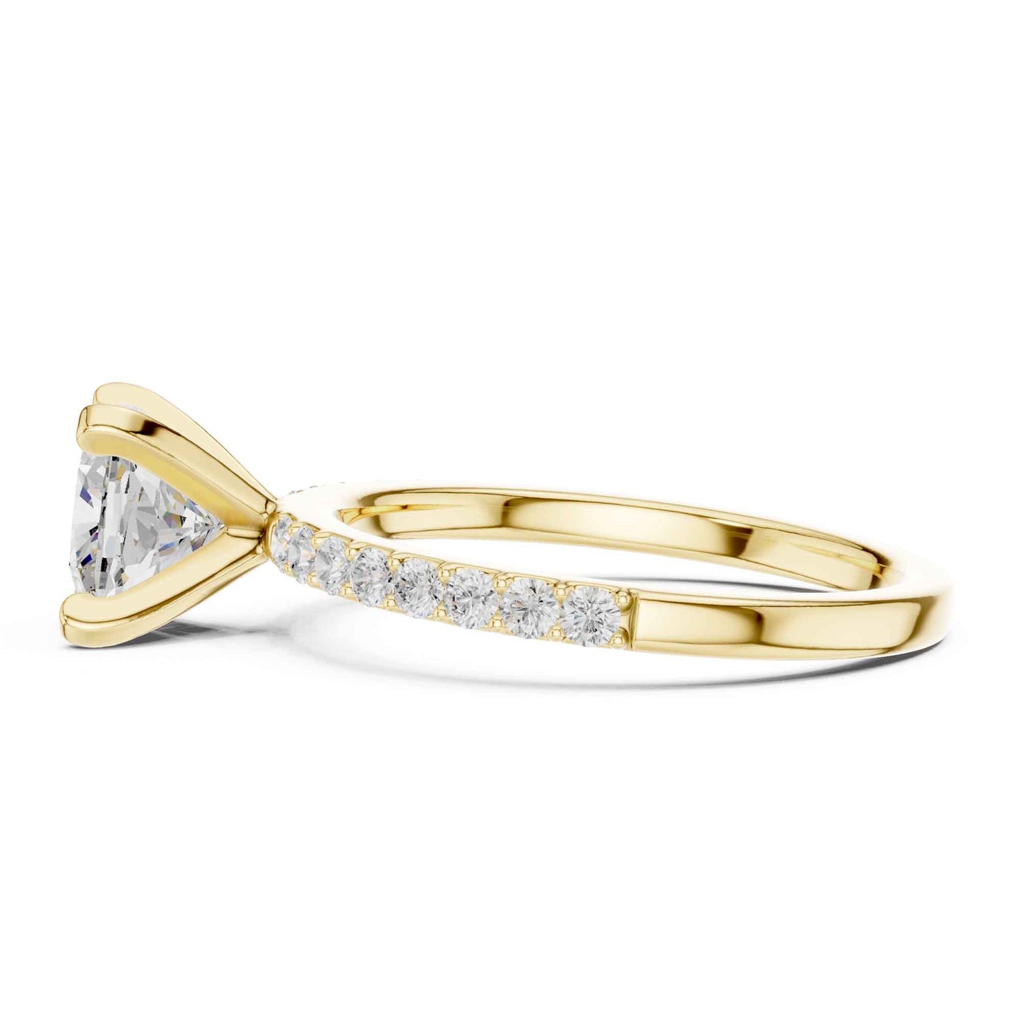 2 Carat Cushion Cut Lab Grown Diamond Pavé Engagement Ring