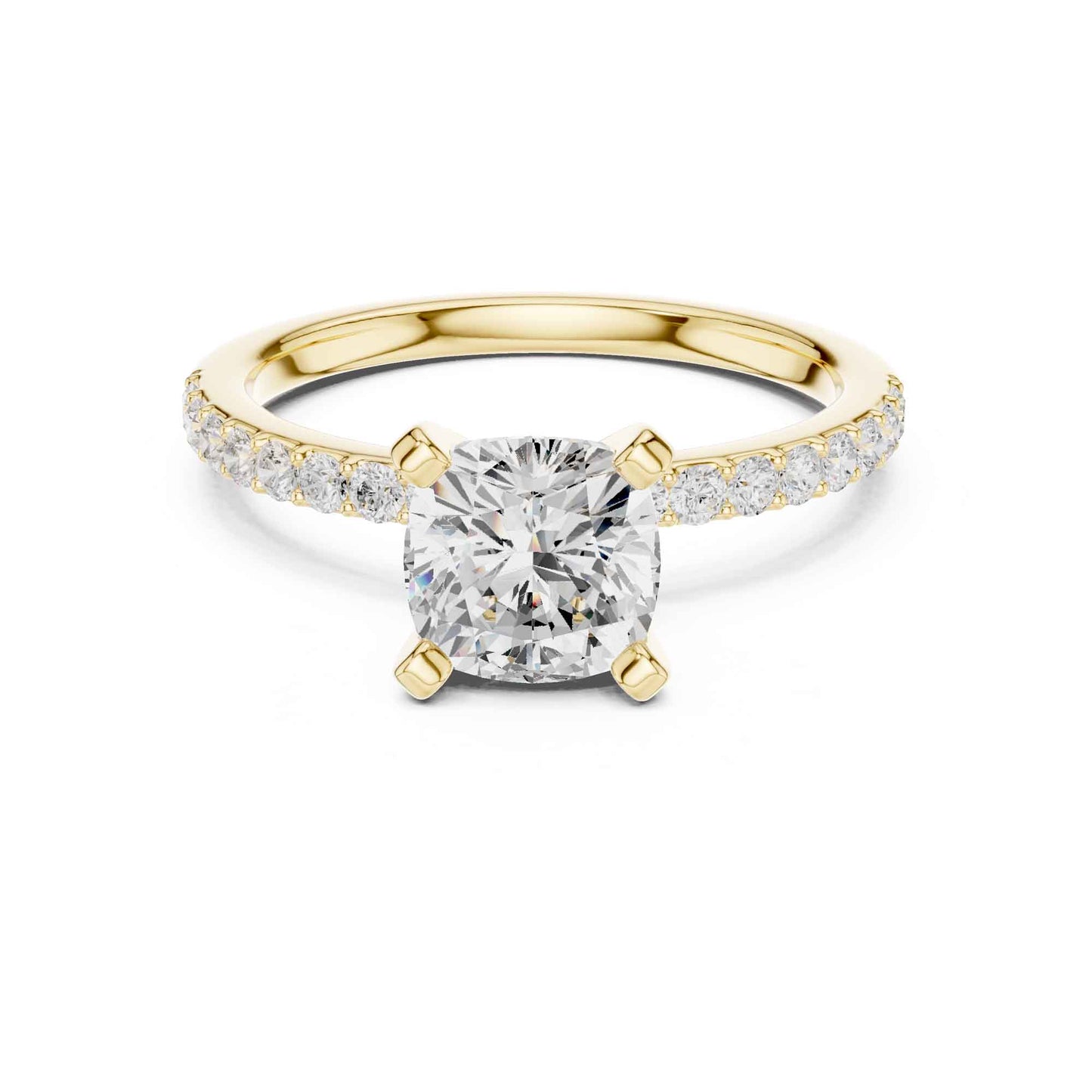 2 Carat Cushion Cut Lab Grown Diamond Pavé Engagement Ring