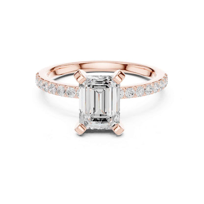 2 Carat Emerald Cut Lab Grown Diamond Pavé Engagement Ring