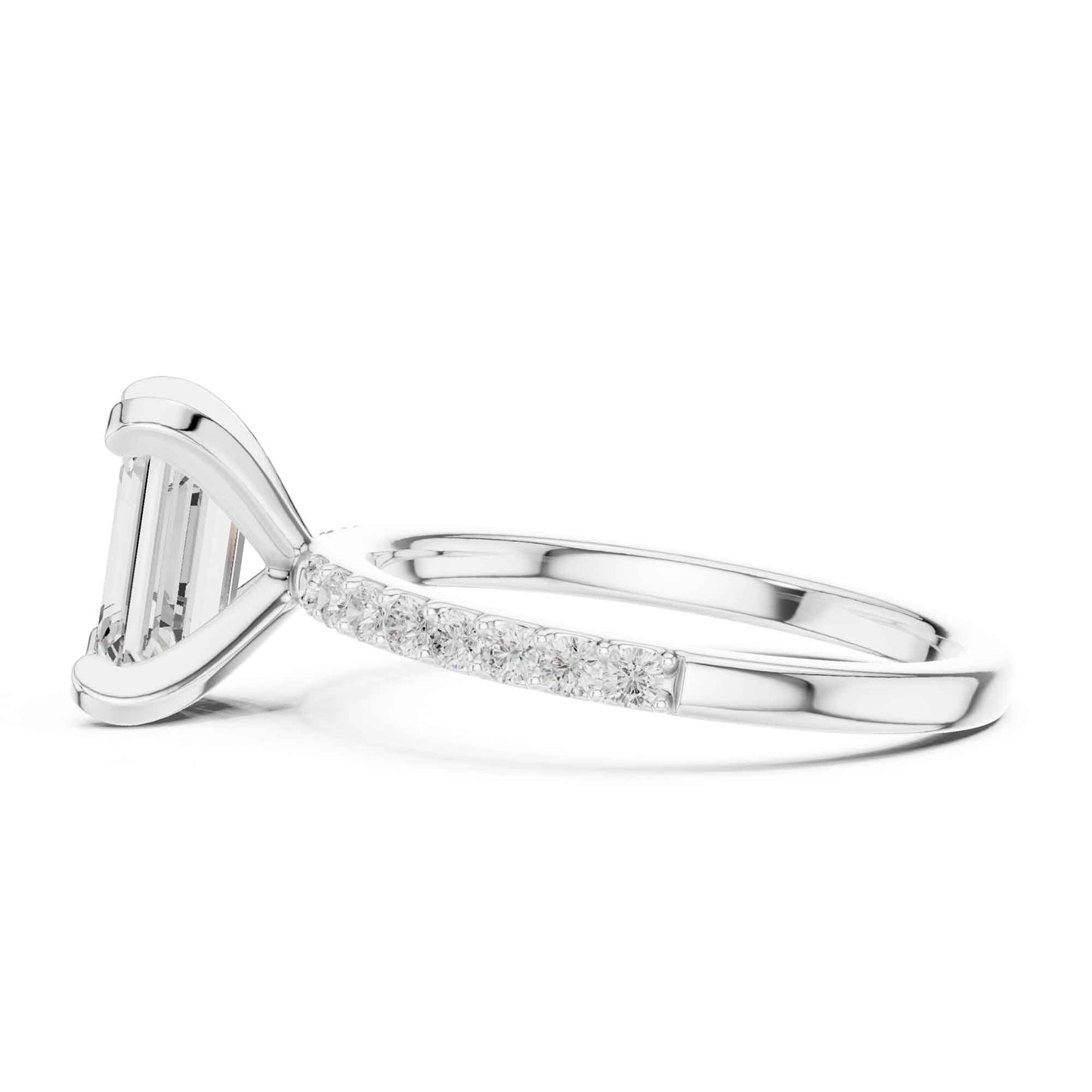2 Carat Emerald Cut Lab Grown Diamond Pavé Engagement Ring