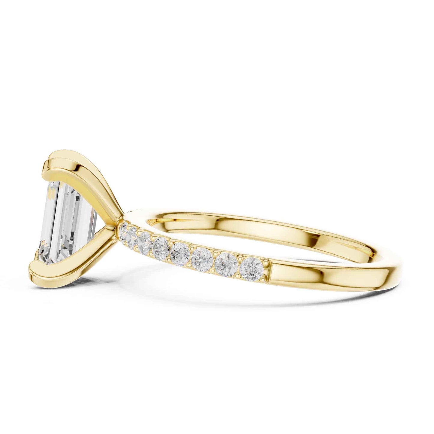 2 Carat Emerald Cut Lab Grown Diamond Pavé Engagement Ring