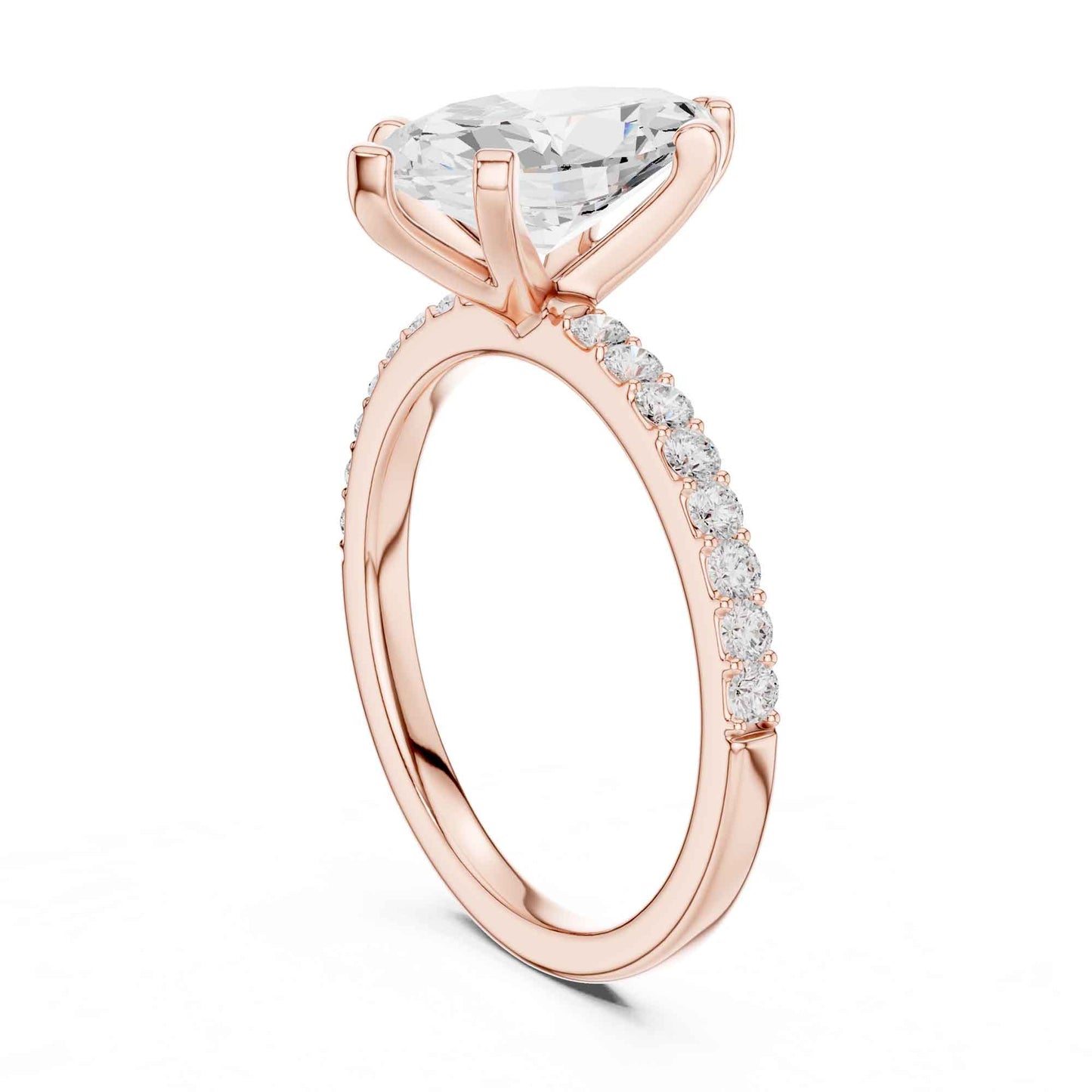 2 Carat Marquise Cut Lab Grown Diamond Pavé Engagement Ring