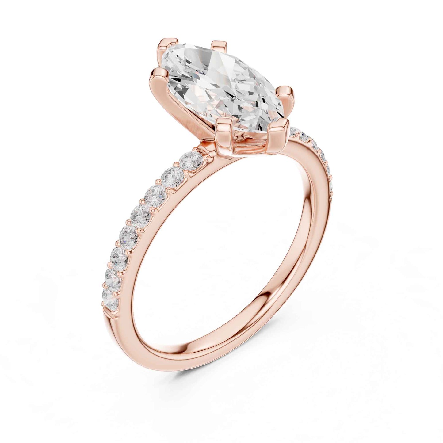 2 Carat Marquise Cut Lab Grown Diamond Pavé Engagement Ring
