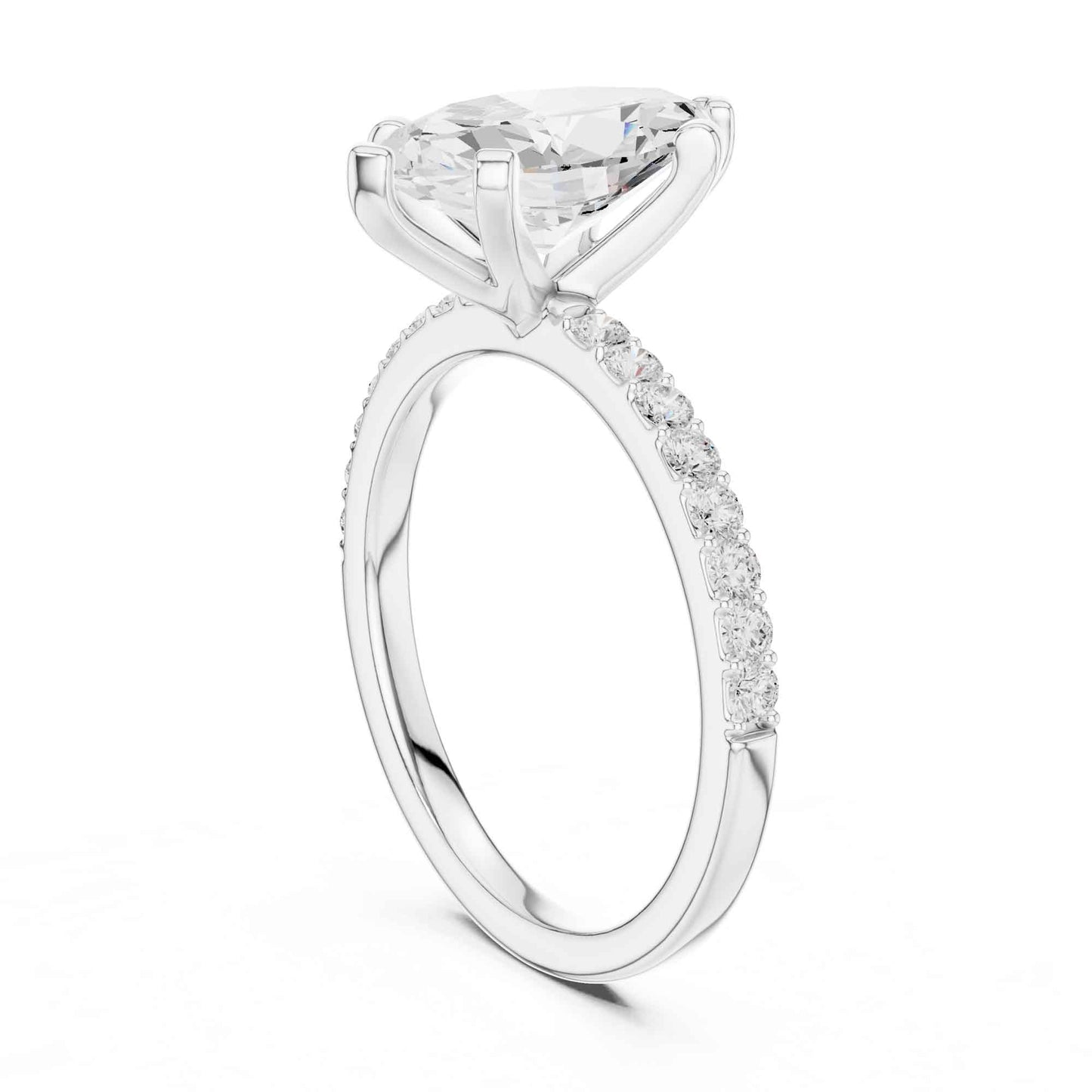 2 Carat Marquise Cut Lab Grown Diamond Pavé Engagement Ring