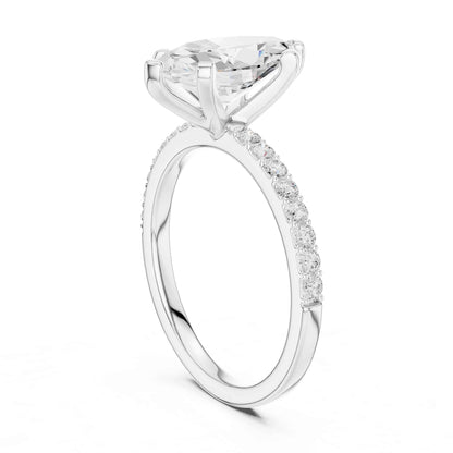 2 Carat Marquise Cut Lab Grown Diamond Pavé Engagement Ring