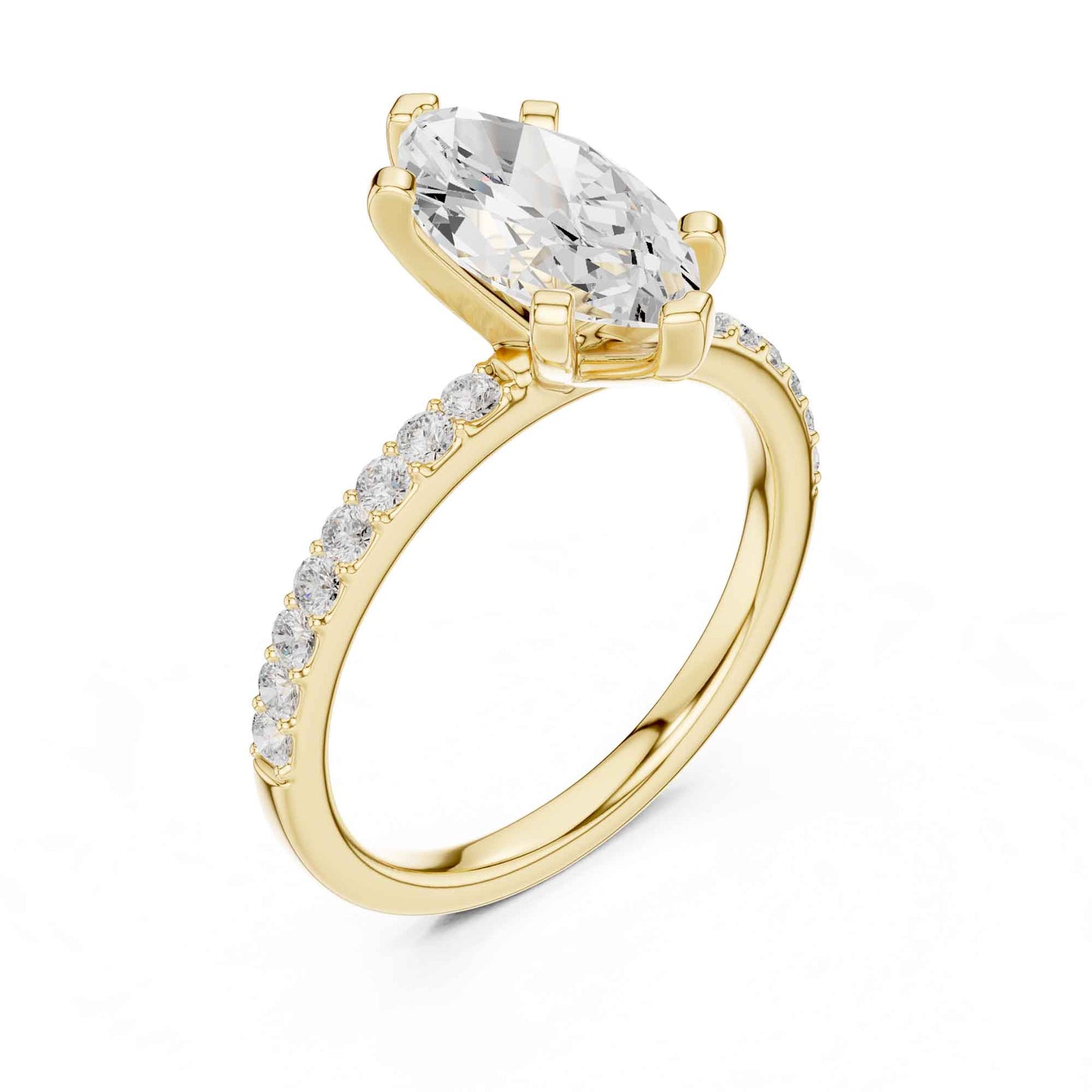 2 Carat Marquise Cut Lab Grown Diamond Pavé Engagement Ring