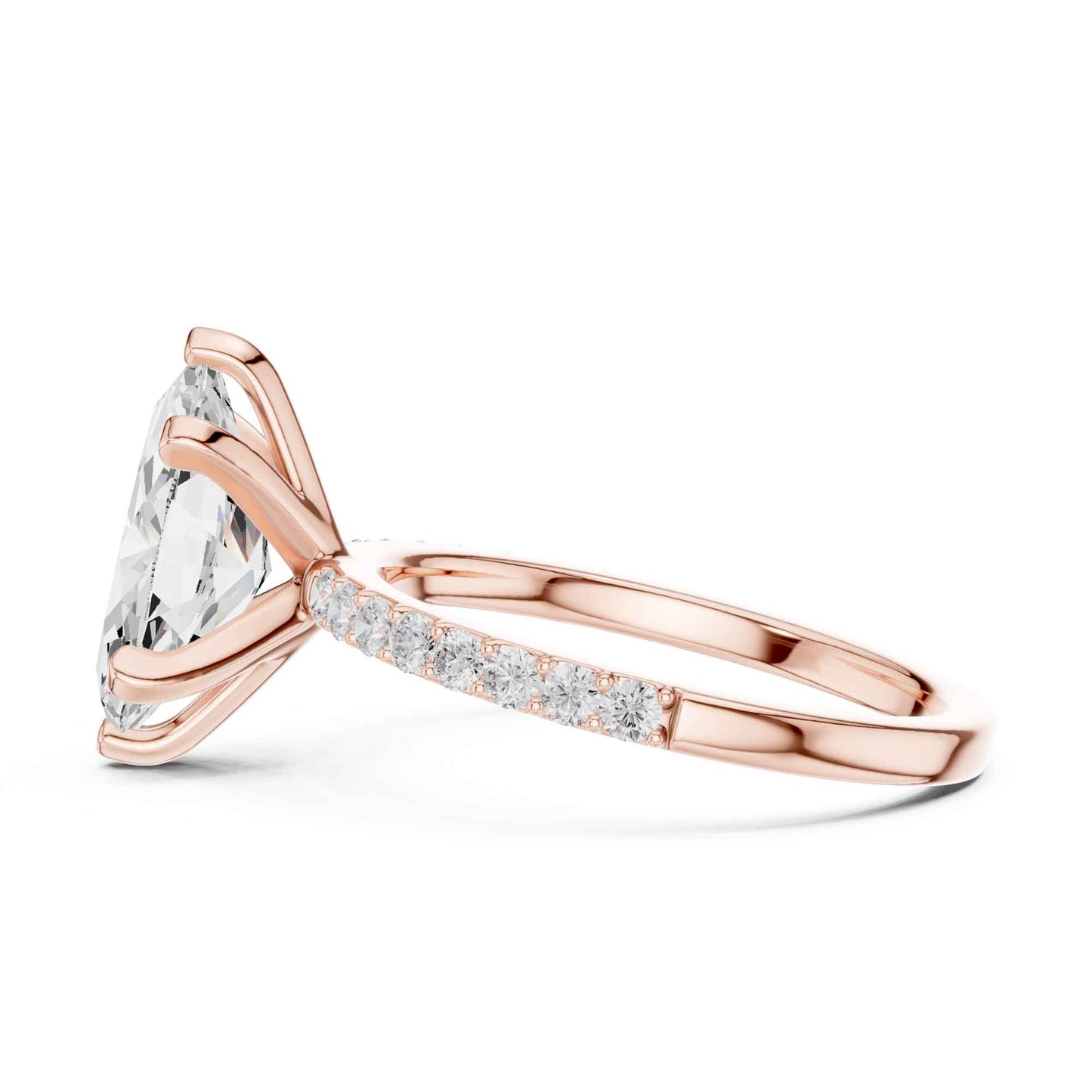 2 Carat Marquise Cut Lab Grown Diamond Pavé Engagement Ring