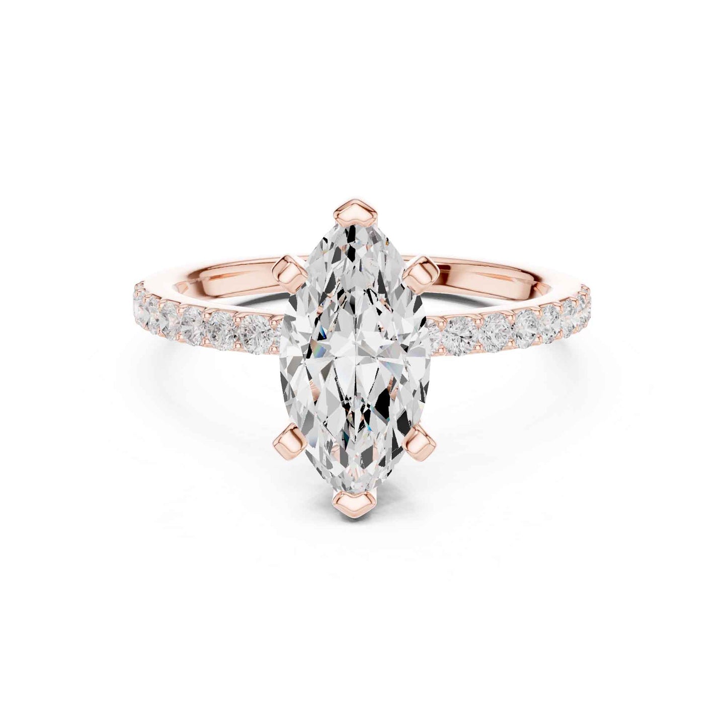 2 Carat Marquise Cut Lab Grown Diamond Pavé Engagement Ring