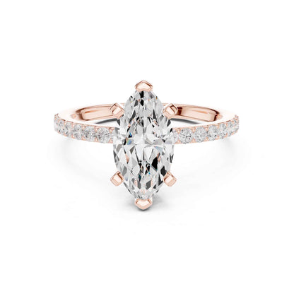 2 Carat Marquise Cut Lab Grown Diamond Pavé Engagement Ring