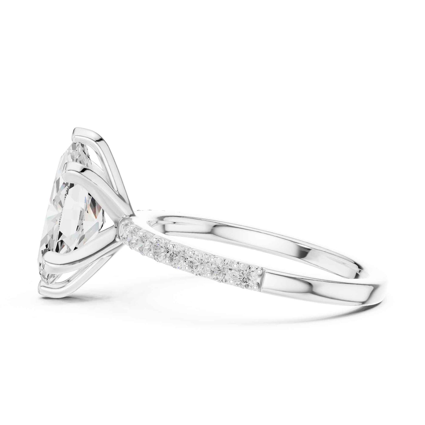 2 Carat Marquise Cut Lab Grown Diamond Pavé Engagement Ring