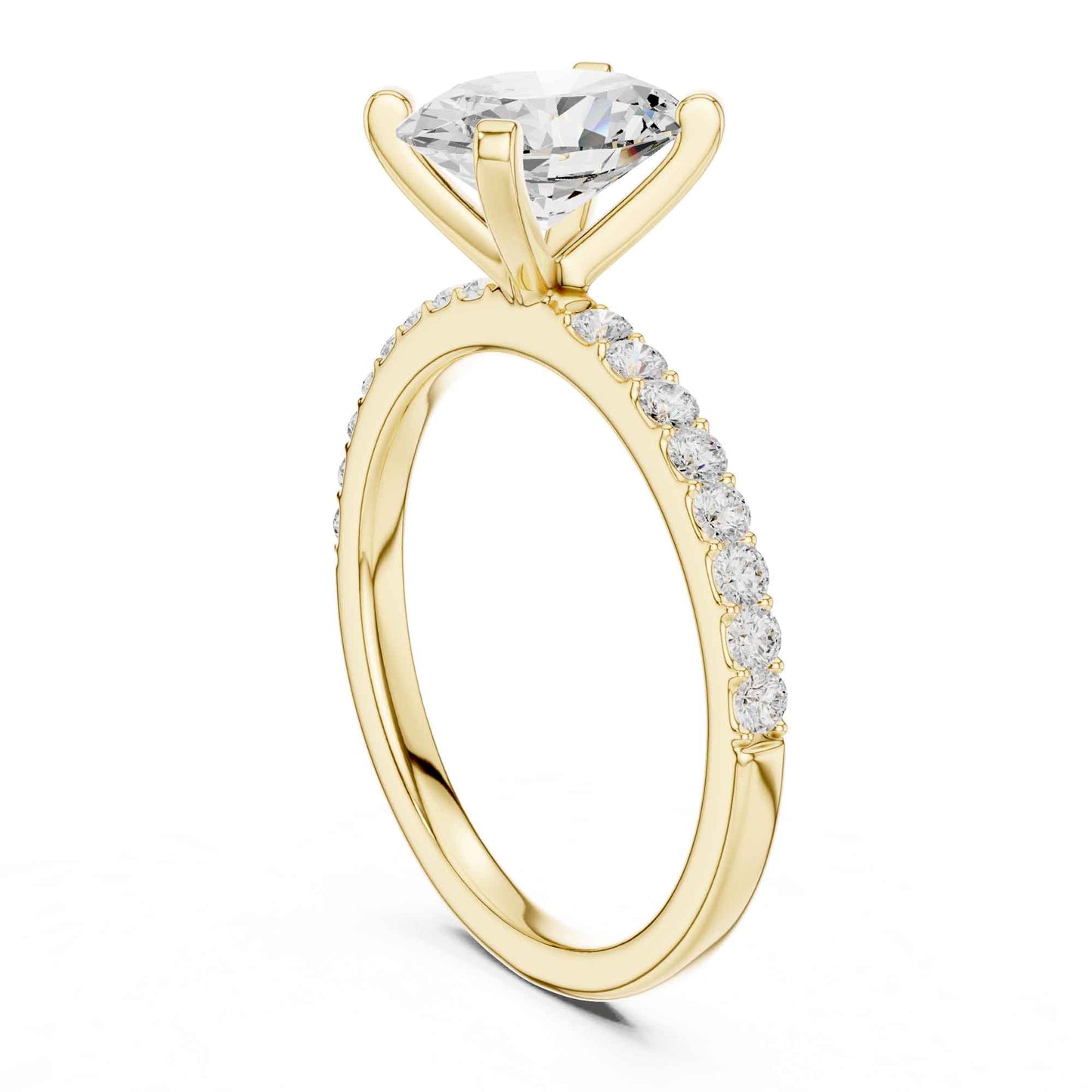 2 Carat Oval Cut Lab Grown Diamond Pavé Engagement Ring