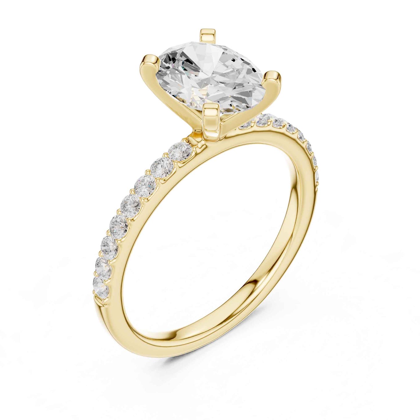 2 Carat Oval Cut Lab Grown Diamond Pavé Engagement Ring