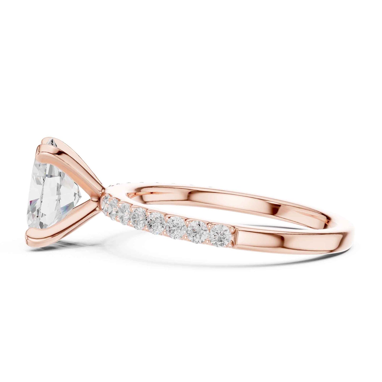 2 Carat Oval Cut Lab Grown Diamond Pavé Engagement Ring