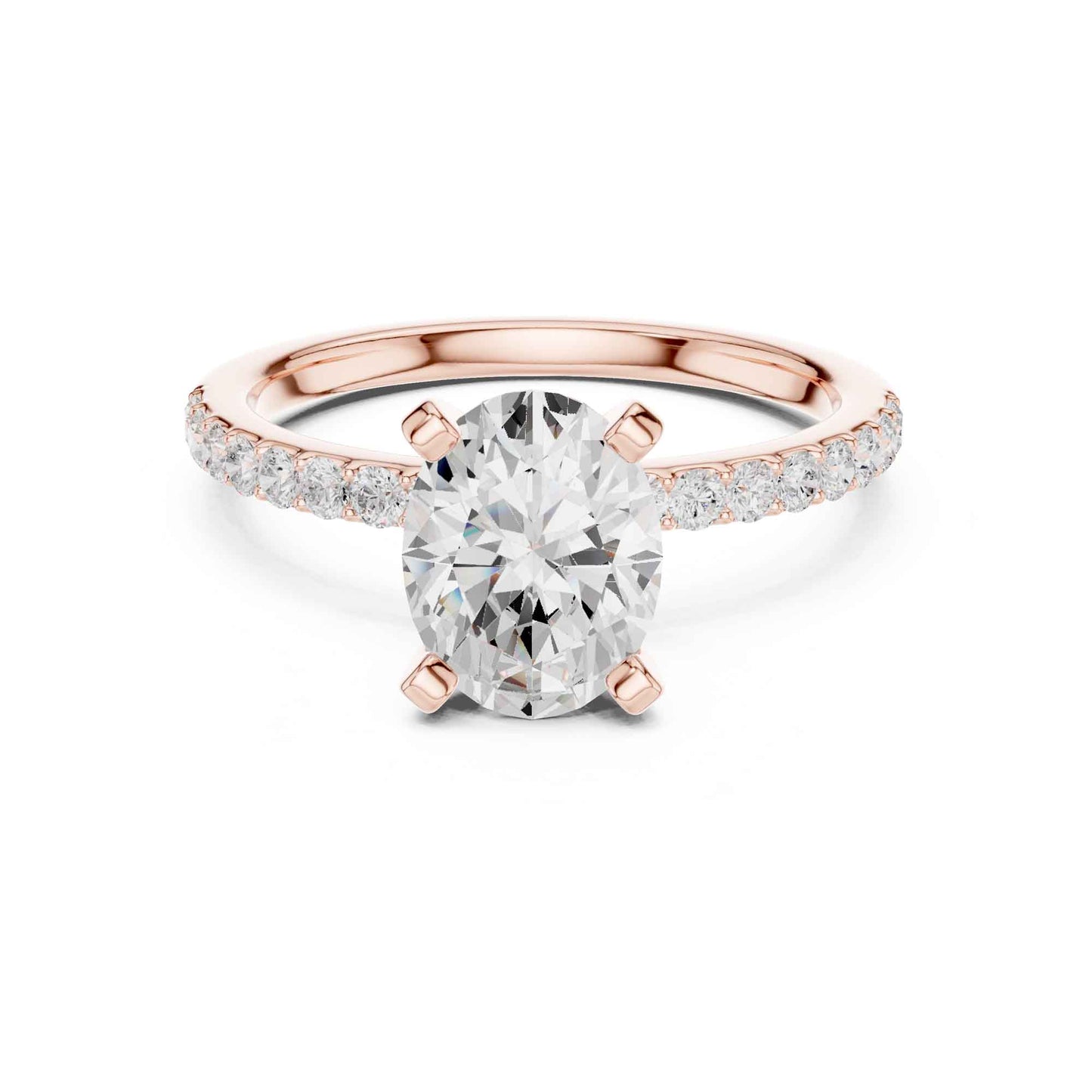 2 Carat Oval Cut Lab Grown Diamond Pavé Engagement Ring