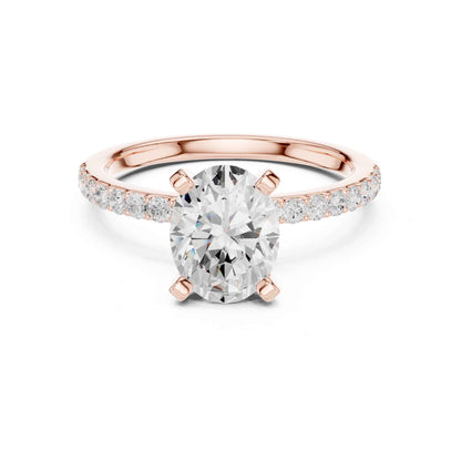 2 Carat Oval Cut Lab Grown Diamond Pavé Engagement Ring