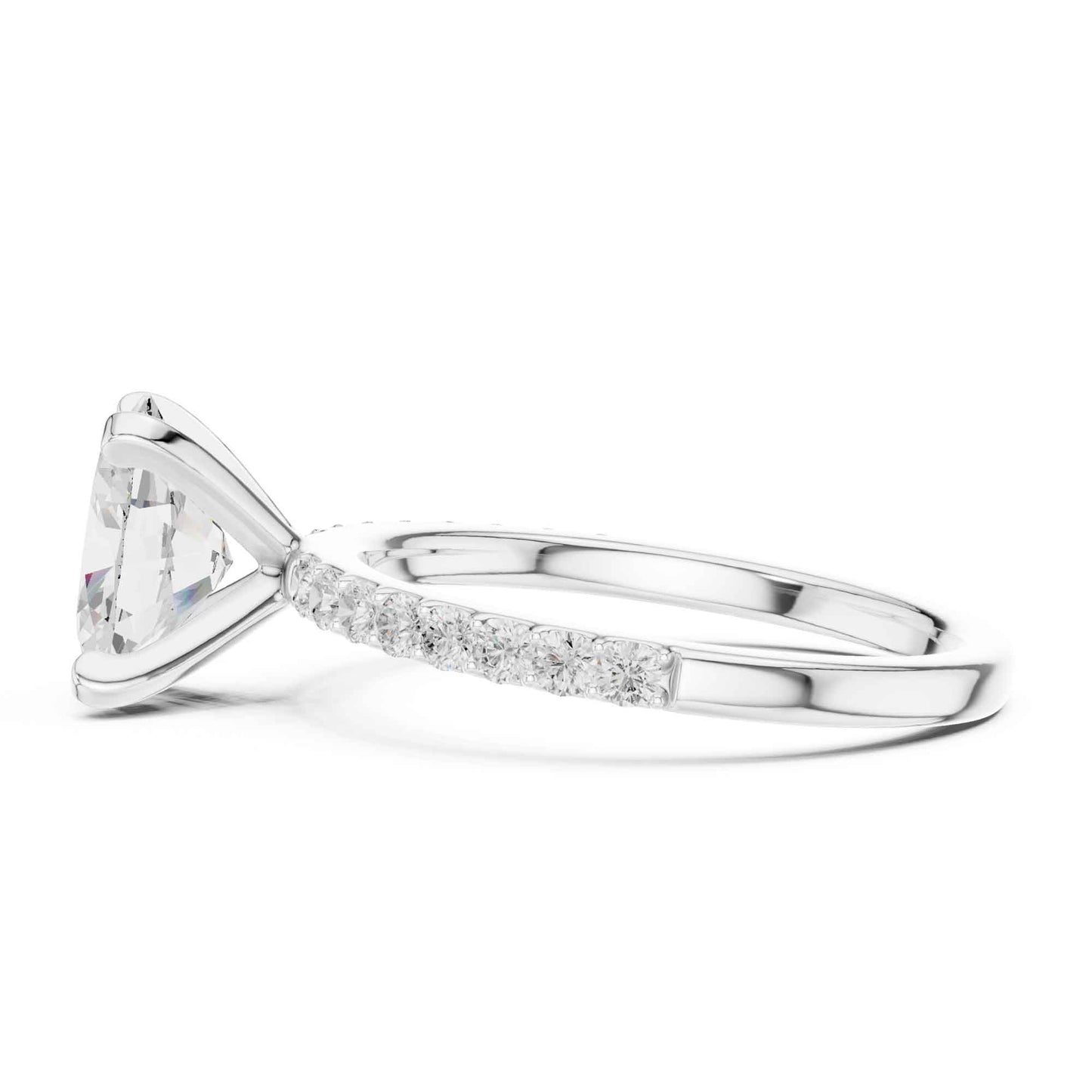 2 Carat Oval Cut Lab Grown Diamond Pavé Engagement Ring