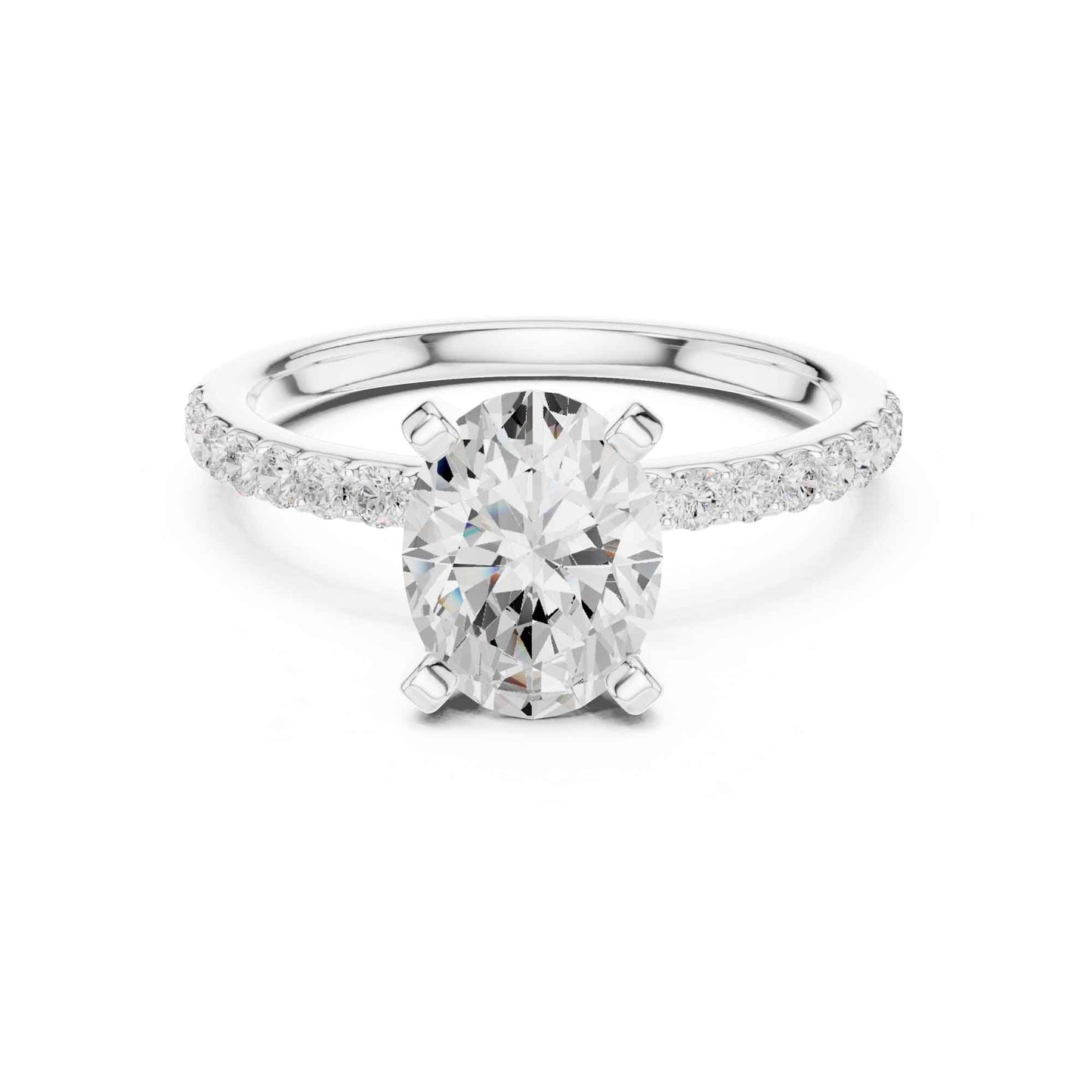 2 Carat Oval Cut Lab Grown Diamond Pavé Engagement Ring