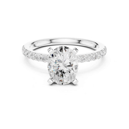2 Carat Oval Cut Lab Grown Diamond Pavé Engagement Ring