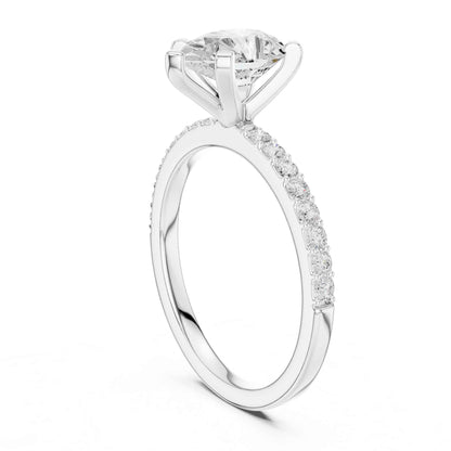 2 Carat Pear Cut Lab Grown Diamond Pavé Engagement Ring