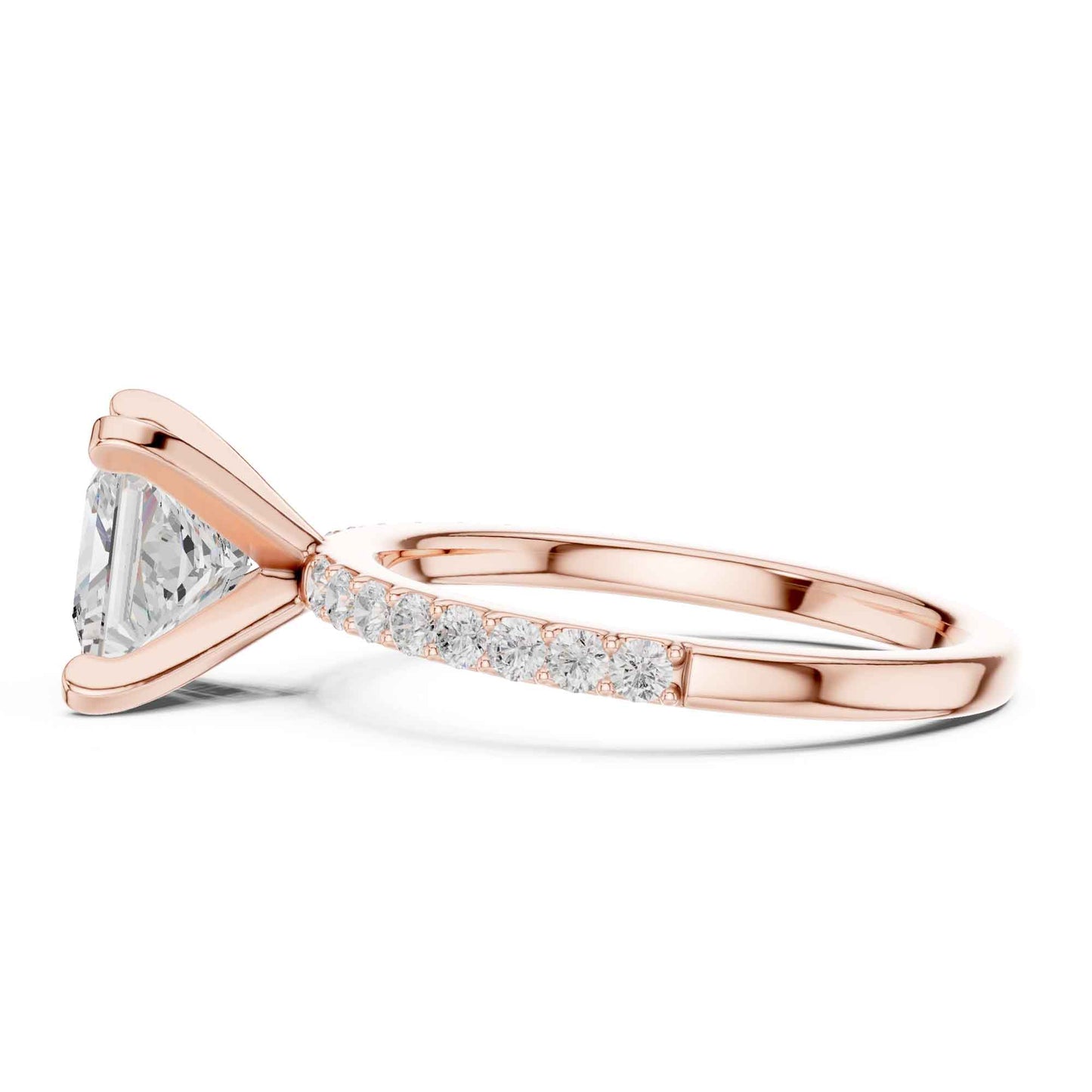2 Carat Princess Lab Grown Diamond Solitaire Engagement Ring with Diamond Accent Band