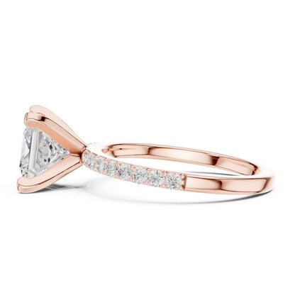 2 Carat Princess Lab Grown Diamond Solitaire Engagement Ring with Diamond Accent Band