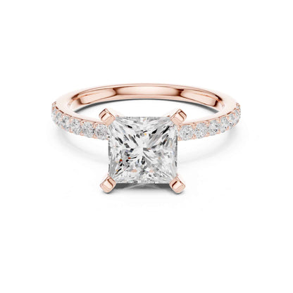 2 Carat Princess Lab Grown Diamond Solitaire Engagement Ring with Diamond Accent Band