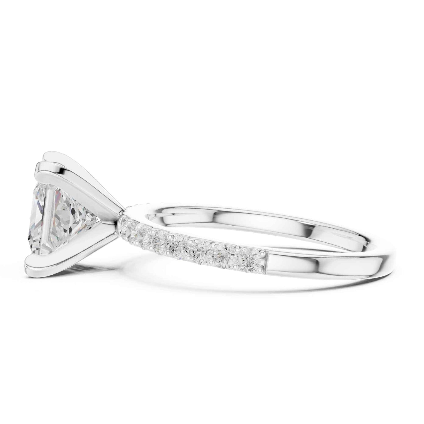 2 Carat Princess Lab Grown Diamond Solitaire Engagement Ring with Diamond Accent Band