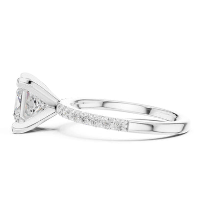2 Carat Princess Lab Grown Diamond Solitaire Engagement Ring with Diamond Accent Band