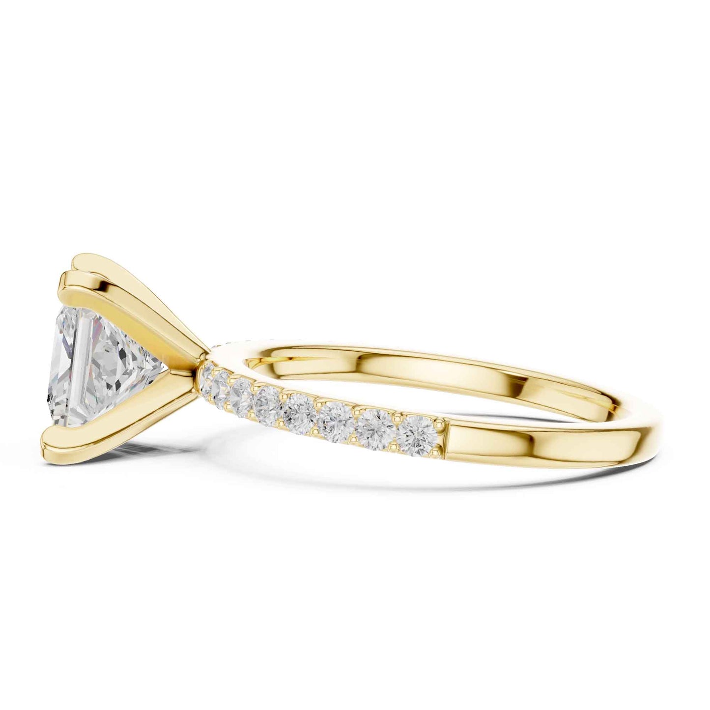2 Carat Princess Lab Grown Diamond Solitaire Engagement Ring with Diamond Accent Band