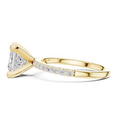 2 Carat Princess Lab Grown Diamond Solitaire Engagement Ring with Diamond Accent Band