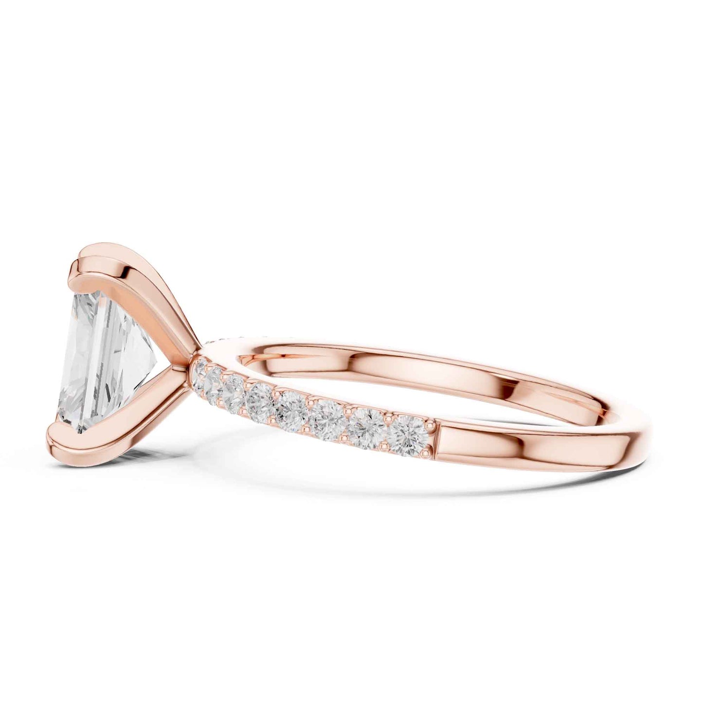 2 Carat Radiant Cut Lab Grown Diamond Engagement Ring with Pavé Band