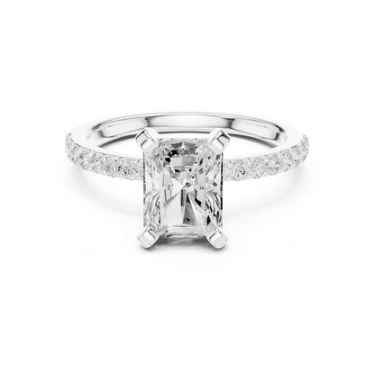 2 Carat Radiant Cut Lab Grown Diamond Engagement Ring with Pavé Band
