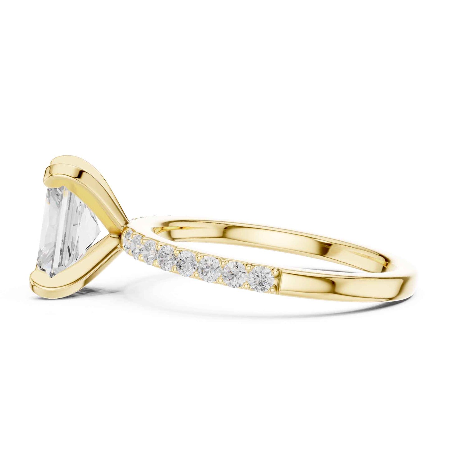 2 Carat Radiant Cut Lab Grown Diamond Engagement Ring with Pavé Band