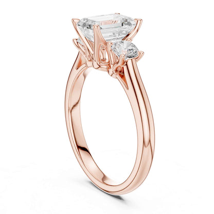 1.5 Carat Elegant Emerald Cut Diamond Three Stone Ring