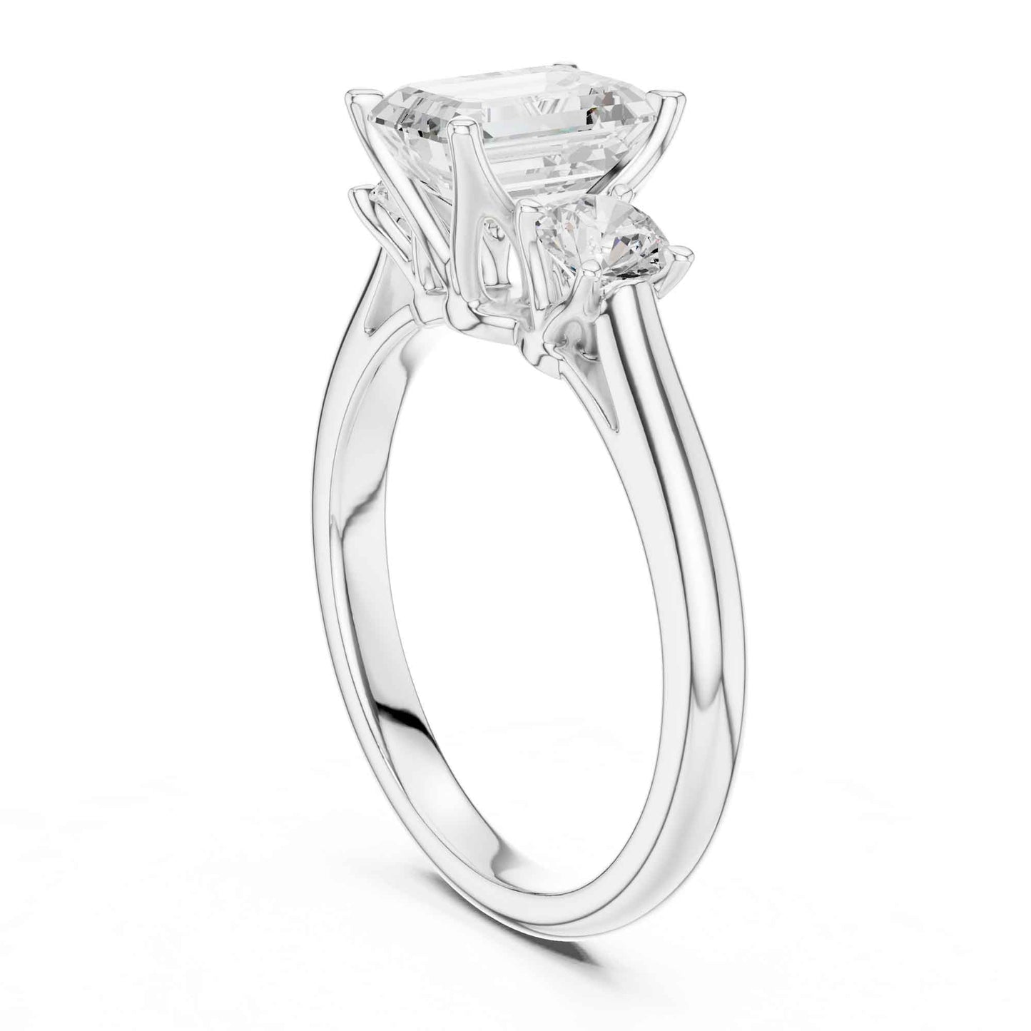 1.5 Carat Elegant Emerald Cut Diamond Three Stone Ring