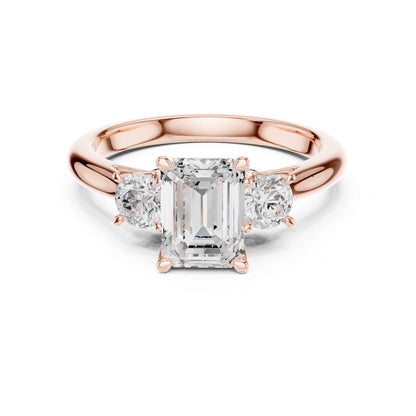 1.5 Carat Elegant Emerald Cut Diamond Three Stone Ring