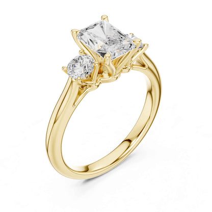 1.5 Radiant Cut Diamond Three Stone Engagement Ring