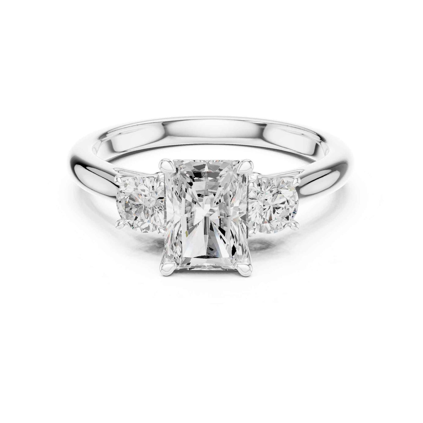 1.5 Radiant Cut Diamond Three Stone Engagement Ring