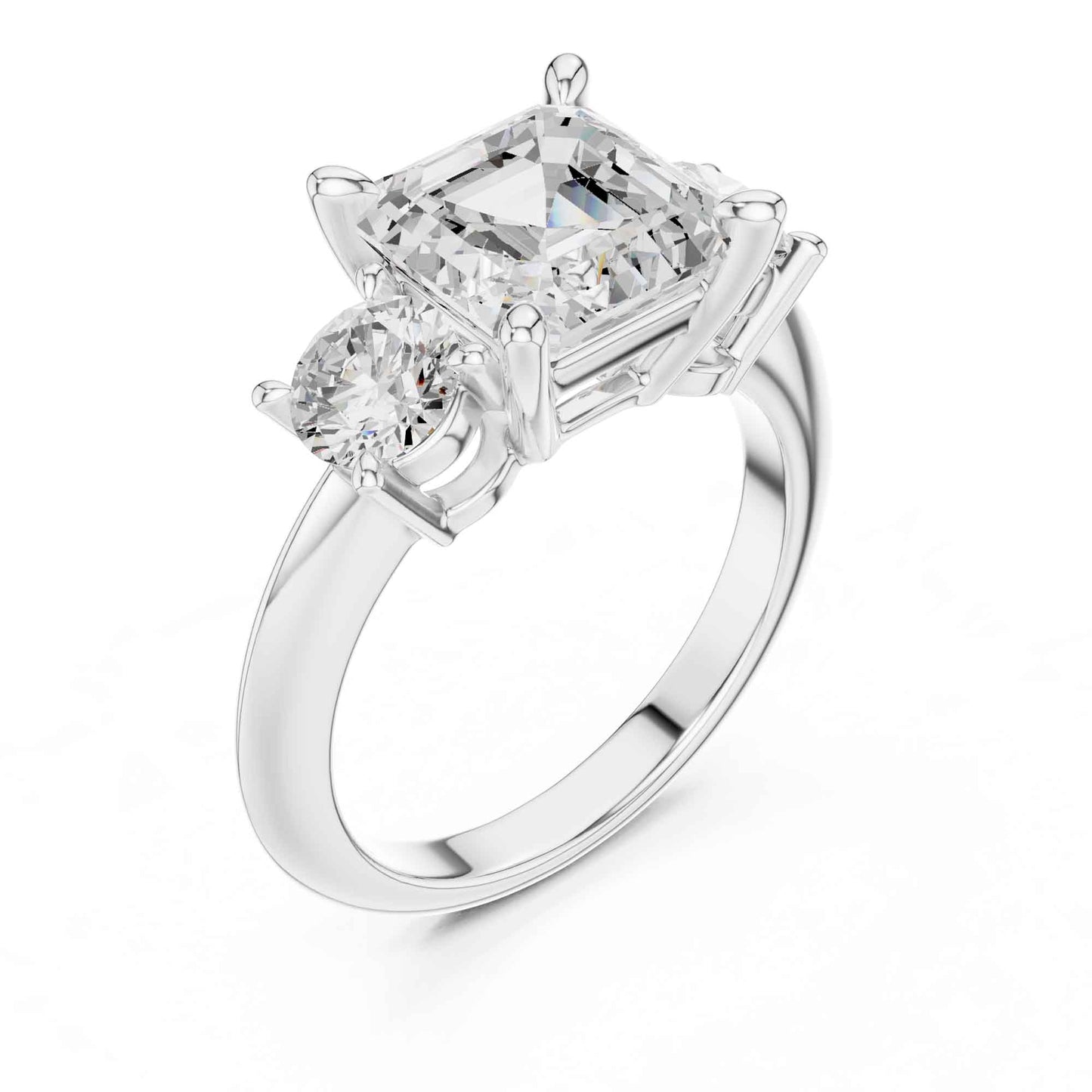 2.5 Carat Asscher-Shaped Diamond Solitaire Ring with Classic Band