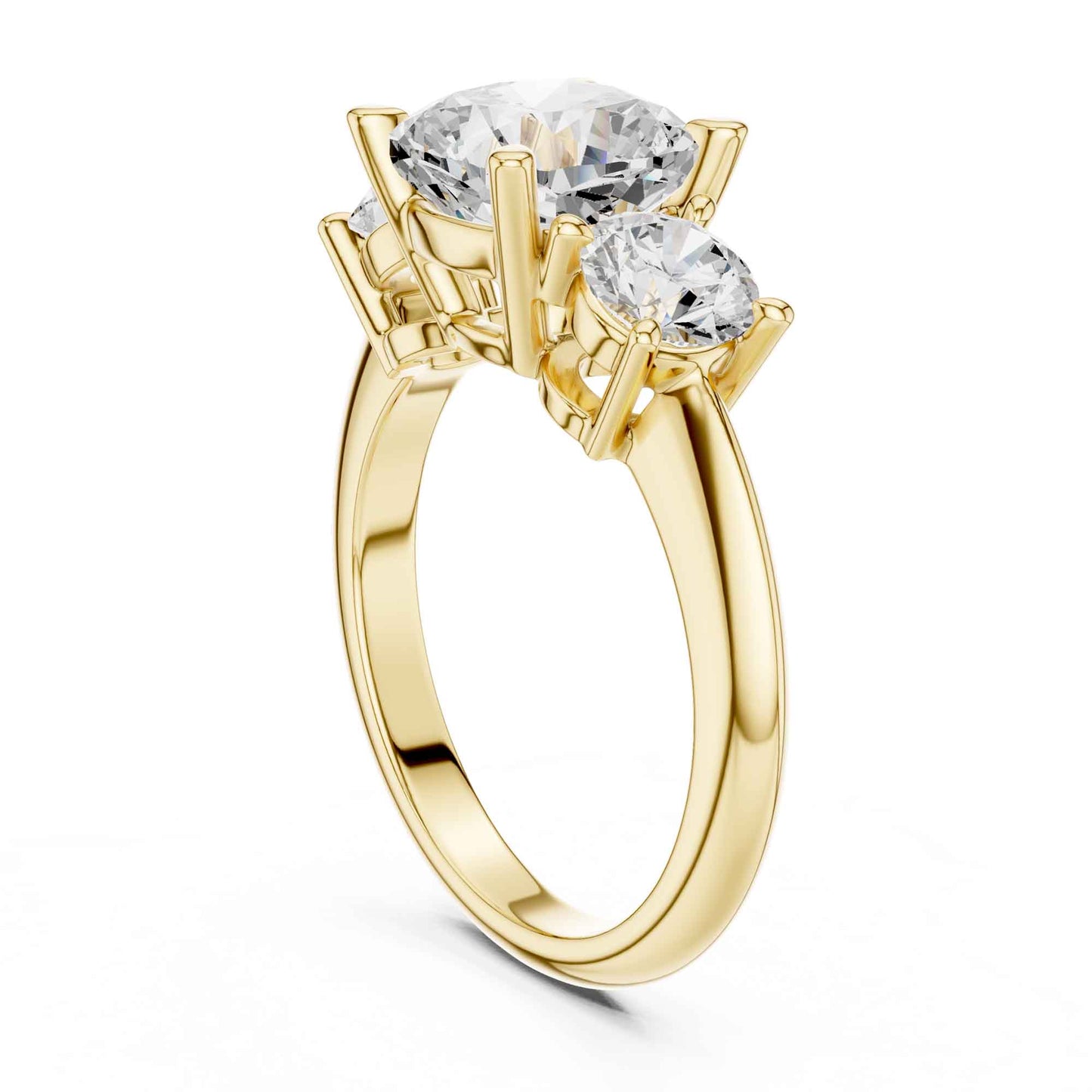 2.5 Carat Cushion Cut Diamond Three-Stone Engagement Ring with Round Side Stones