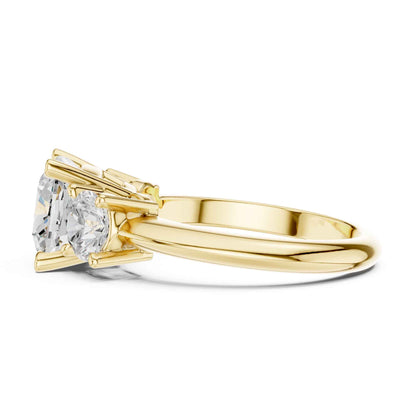2.5 Carat Cushion Cut Diamond Three-Stone Engagement Ring with Round Side Stones