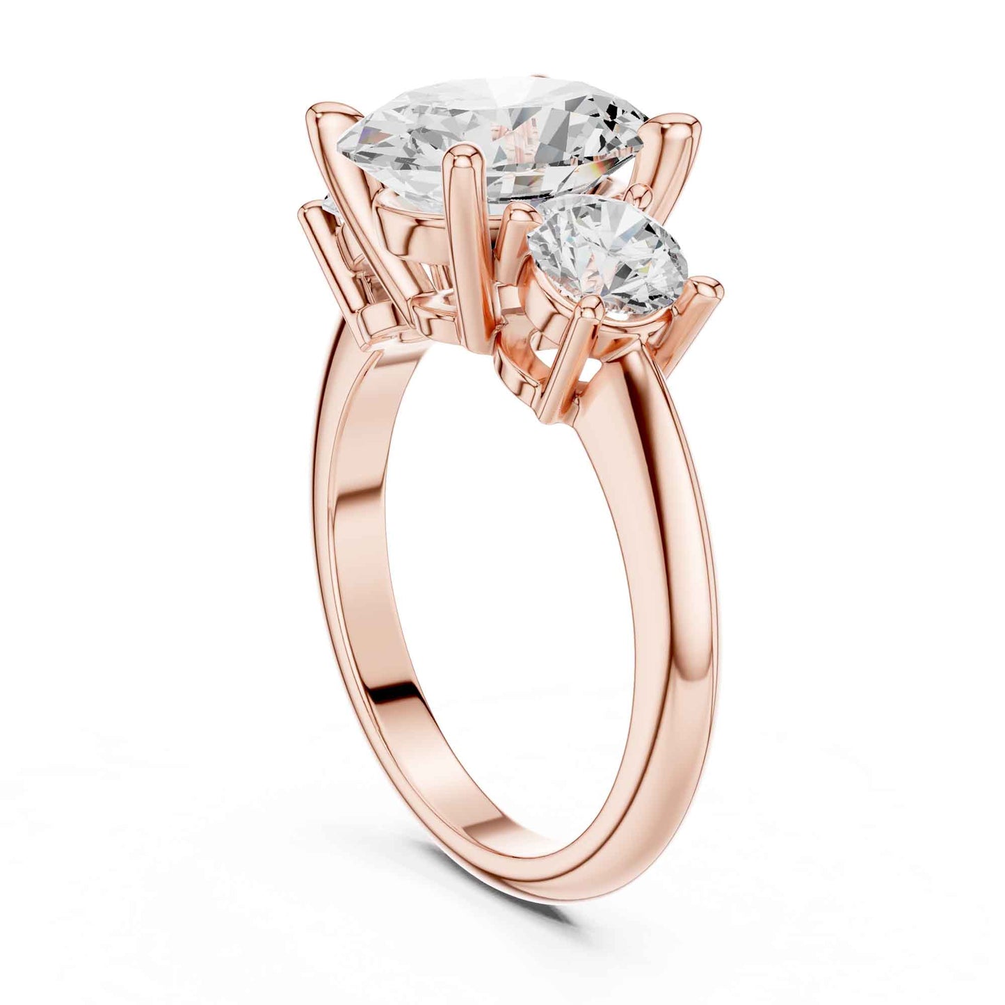 2.5 Carat Oval Diamond Three-Stone Engagement Ring with Round Side Stones