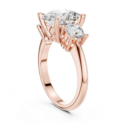 2.5 Carat Oval Diamond Three-Stone Engagement Ring with Round Side Stones