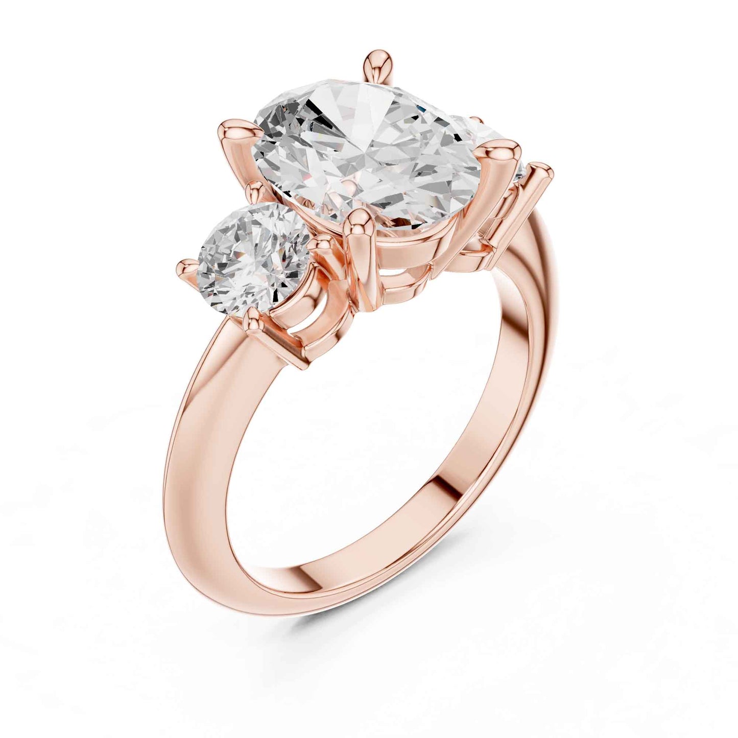 2.5 Carat Oval Diamond Three-Stone Engagement Ring with Round Side Stones